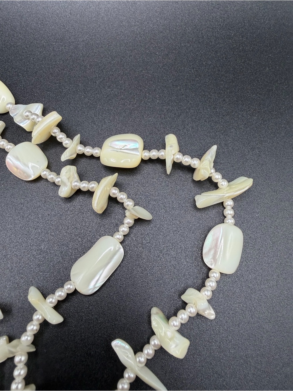 Mother of Pearl Beaded Necklace 48” #C310 MOP shells gorgeous! - Picture 4 of 9